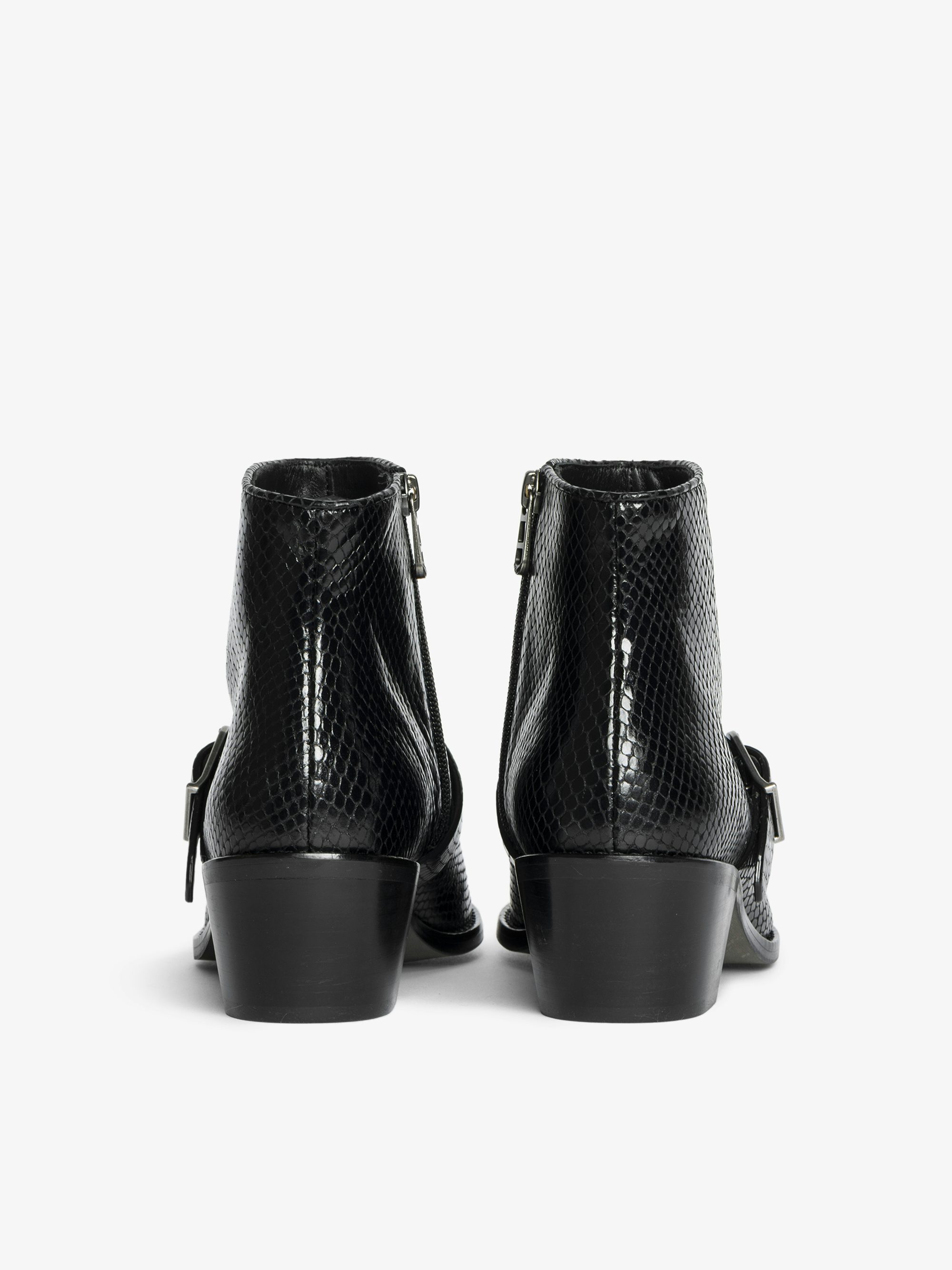 Ankle boots Tylow Wild Mirror - Ankle boots in python-effect leather adorned with signature buckles and metallic wing-shaped studs.